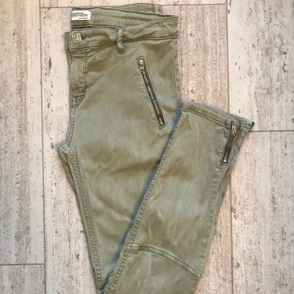 Zara Pants - Zara Women’s Green Utility Pants Ankle Zip Size 6